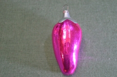 Игрушка елочная новогодняя "Баклажан". Стекло. СССР.