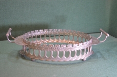 Подставка для вазы фруктовница старинная. Металл. Серебрение. Германия. Империя. 19 век.