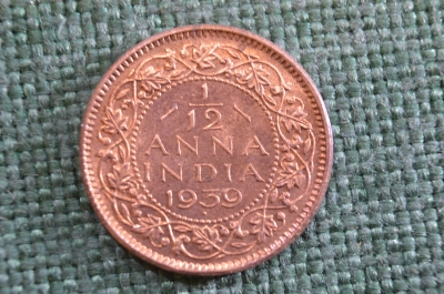 Монета 1/12 анны, anna 1939 года. Индия, India. Георг VI.