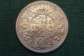 Монета 1 рупия, One rupee 1940 года. Серебро. Индия, India. Георг VI. 