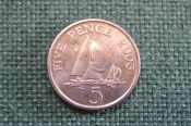 Монета 5 пенсов, pence 2006 года. Парусник. Гернси, Guernsey