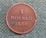 Монета 1 дубль, double 1830 года. Герб. Гернси, Guernsey