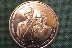 Монета 1 крона 1997 года. Золотая свадьба. Гибралтар, Gibraltar.