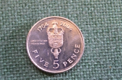 Монета 5 пенсов 2004 года. Five Pence. Скипетр. Захват. Гибралтар, Gibraltar. Елизавета II.