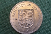 Монета 5 шиллингов 1966 года. Five shillings. 900 лет битве при Гастингсе. Джерси, Jersey. 