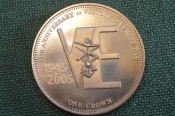 Монета 2 кроны 2005 года. One crown. 60 лет победы в Европе. Остров Найтингейл. Nightingale Island.