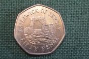 Монета 50 пенсов 2005 года. Fifty Pence. Руины. Джерси, Bailiwick of Jersey. Елизавета II.