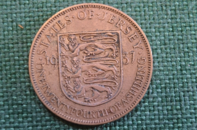 Монета 1/24 шиллинга 1937 года. One twentyfourth. Джерси, States of Jersey. Георг VI.