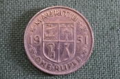 Монета 1 рупия 1951 года. One rupee. Маврикий, Mauritius. Георг VI.