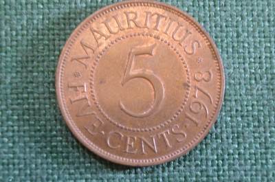 Монета 5 центов 1978 года. Five cents. Маврикий, Mauritius. Елизавета II.