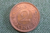 Монета 2 цента 1963 года. Two cents. Маврикий, Mauritius. Елизевета II.