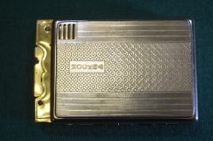 Портсигар с бензиновой зажигалкой "Москва". Металл. СССР. 1960е.