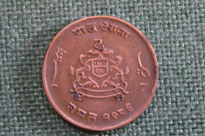 Монета 1/4 анны 1929 года. Княжество Гвалиор, Gvalior. Индия, India. Дживаджи Рао Шинде.