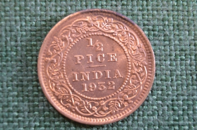 Монета 1/2 пайса 1932 года. Half pice. Британская Индия, India. Георг V.