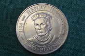 Монета 2 фунта 1991 года. Two pounds. Король Генрих II, 1154-1189. Гернси, Guernsey. Елизавета II.