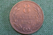 Монета 8 дублей 1893 года. Eight doubles. Герб. Гернси, Guernsey. 