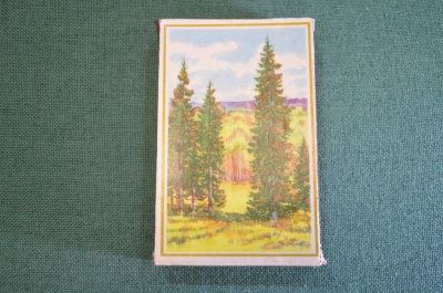 Спичечный коробок большой. Полный. Этикетка. Русский пейзаж. Минлеспром. СССР.