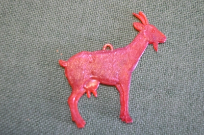 Елочная новогодняя игрушка. Коза - дереза. Колкий пластик. СССР.