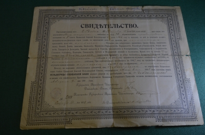 Свидетельство документ старинный. Повивальная бабка. Фельдшерица. Казань. Царская Россия. 1908 год.