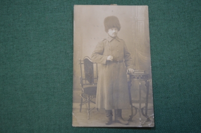 Фотография старинная. Военный. Солдат в папахе. ПМВ. Омск. Царская Россия. 1915 год.