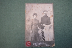 Фотография визитка старинная. Семейная пара. Фото Калякина. Чистополь. Казань. Царская Россия. 