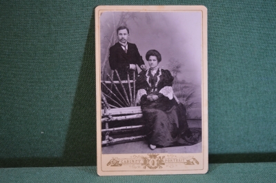 Фотография визитка старинная. Семейная пара. Царская Россия. 1908 год.