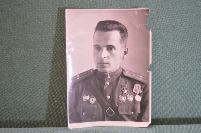 Фотография Военный подполковник РККА. Герой советского Союза. Винтовые ордена Ленина. СССР. 1940е.