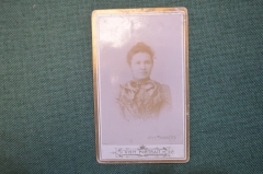 Фотография старинная визитка визит портрет. Девушка. Мода. Фото Вилков. Сарапул. Царская Россия. 