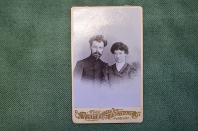 Фотография старинная. Семейная пара. Фото Прогресс. Кизил-Арват. Туркмения. Царская Россия. 