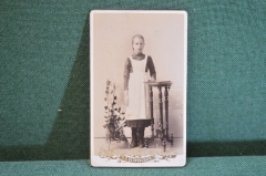 Фотография старинная. Девушка гимназистка. Мода. Фото Вепрейского. Чистополь. Царская Россия. 1909