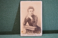 Фотография визитка старинная. Девушка. Фото Вепрейского. Самара. Царская Россия. 1902 год.