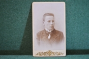 Фотография старинная  визит портрет. Мальчик галстук бабочка. Фото Пономарева. Царская Россия. 1901