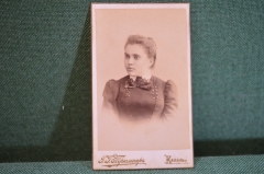 Фотография старинная  визит портрет. Девушка. Мода. Фото Трюмпер. Казань. Царская Россия. 1900 год