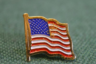 Знак, значок "Флаг США". Тяжелый металл, цанга.