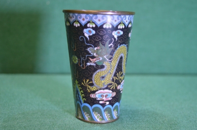 Стакан латунный, стаканчик, стопка. Латунь, эмали, клуазоне. Япония или Старый Китай.