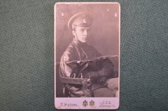 Фотография старинная "Медик мотоциклист (?)". Фотограф Жуков, СПБ. Российская Империя. #F9