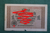 Бона, банкнота 1 марка, рейхсмарка 1939 года. Для оккупированных территорий. Германия.