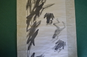 Плакат , рисунок китайский на бумаге, лягушки. Китай, 1956 год.