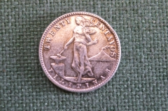 Монета 20 сентаво 1944 года. Twenty centavos. Серебро. Филиппины, США. Filipinas