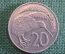 Монета 20 центов 1988 года. Птица Киви. Twenty cents. Елизавета II. New Zealand. Новая Зеландия.