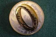 Монета 1 доллар 2003 года. Властелин колец, Кольцо Всевластия, хоббит. Серебро. Новая Зеландия.