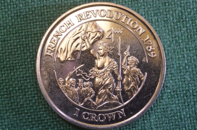 Монета 1 крона 1998 года. French Revolution, Французская революция 1789. Isle of Man. Остров Мэн. 
