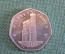 Монета 50 пенсов 2006 года. Milner's Tower. Fifty pence. Елизавета II. Isle of Man. Остров Мэн.