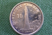Монета 10 пенсов 2006 года. Lighthouse Chicken Rock. Ten. Елизавета II. Isle of Man. Остров Мэн.