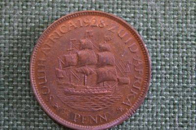 Монета 1/2 пенни 1928 год. South Africa. Suid-Afrika. Half penny Георг V. ЮАР.