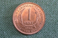 Монета 1 цент 1965 год. British Caribbean Territories. Eastern Group. Карибы. One Cent. Елизавета II