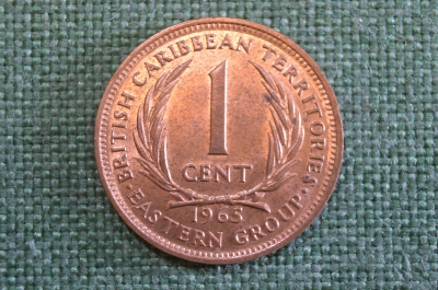 Монета 1 цент 1965 год. British Caribbean Territories. Eastern Group. Карибы. One Cent. Елизавета II