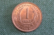 Монета 1 цент 1965 год. British Caribbean Territories. Eastern Group. Карибы. One Cent. Елизавета II