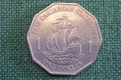 Монета 1 доллар 1989 год. East Caribbean States. One Dollar. Восточные Карибы. Елизавета II.