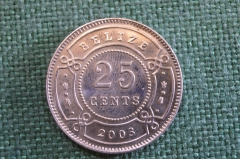 Монета 25 центов 2003 год. Belize. Twenty five Cents. Елизавета II. Белиз.